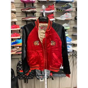 Tokyo Denim Bank Red/Black Tiger Bomber Jacket Women's Large New!